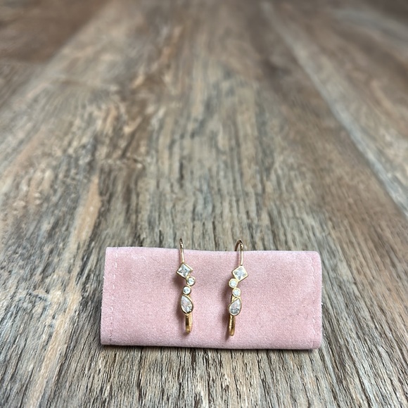 Dainty Diamond Gold Anthropologie Earrings - Picture 4 of 4